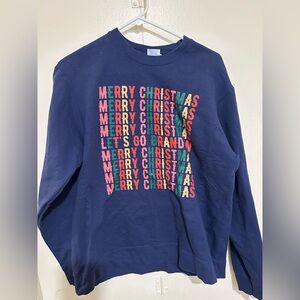 Gildan Navy Ugly Merry Christmas Biden Sweatshirt